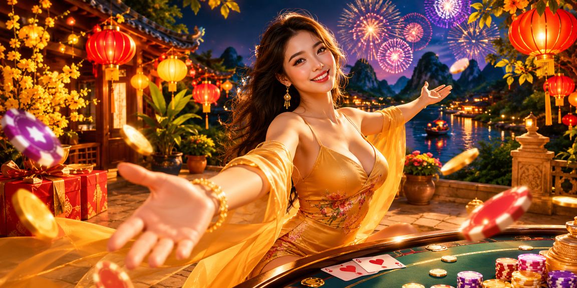 Người chơi thưởng thức trò chơi bài tại Hội An vào buổi tối đèn lồng rực rỡ
